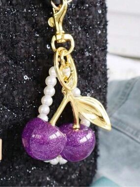 Cherry Purple Gold Bag Charm